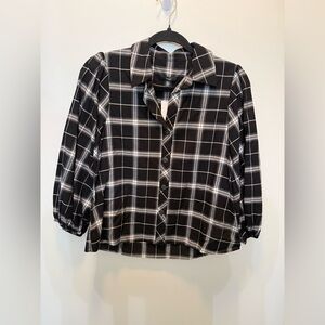 DREW Black and White Plaid Button Down Shirt - Shirt XS‎